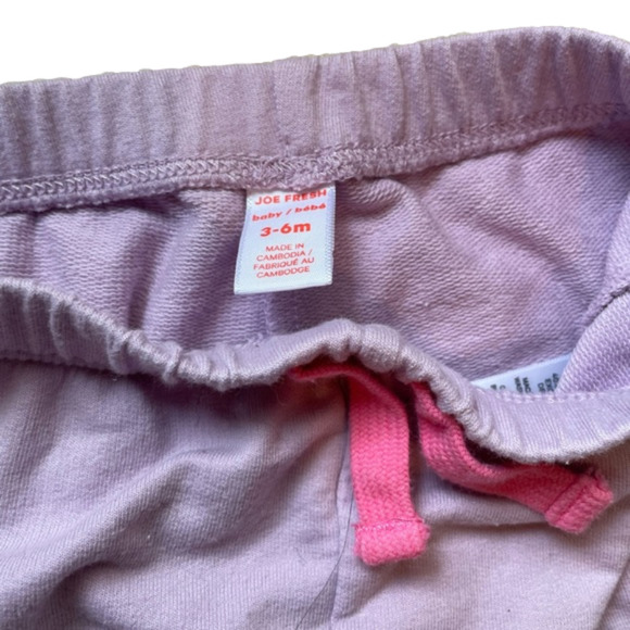 3/$20 Joe fresh 3-6 month pants drawstring purple and pink with hearts - Picture 2 of 3